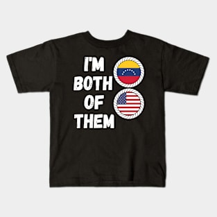 Half Venezuelan Half American Heritage USA Roots & Venezuela DNA Family Flag Design Kids T-Shirt